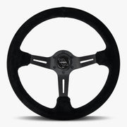The Le Mans | Black Alcantara Suede | Black Spoke | Black Stitch - Parts Agent