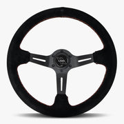 The Le Mans | Black Alcantara Suede | Black Spoke | Euro Stitch - Parts Agent