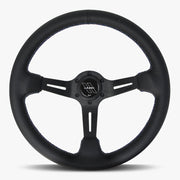 The Le Mans | Black Leather | Black Spoke | Bavarian Stitch - Parts Agent