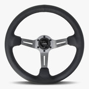 The Le Mans | Black Leather | Graphite Spoke | Black Stitch - Parts Agent