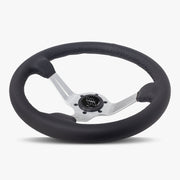 The Le Mans | Black Leather | Silver Spoke | Black Stitch - Parts Agent