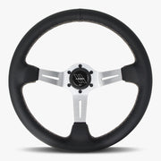 The Le Mans | Black Leather | Silver Spoke | White Stitch - Parts Agent