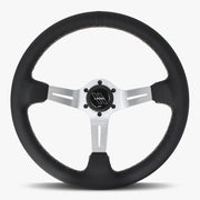 The Le Mans | Black Perforated Leather | Silver Spoke | White Stitch - Parts Agent