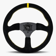 The Performa | Black Alcantara Suede | Black Spoke | Yellow Stitch - Parts Agent