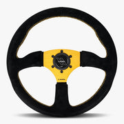The Performa | Black Alcantara Suede | Gold Spoke | Gold Stitch - Parts Agent