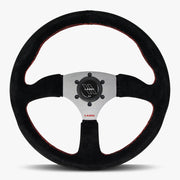 The Performa | Black Alcantara Suede | Graphite Spoke | Red Stitch - Parts Agent