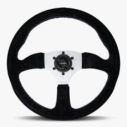 The Performa | Black Alcantara Suede | Silver Spoke | Bavarian Stitch - Parts Agent