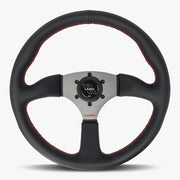 The Performa | Black Leather | Graphite Spoke | Red Stitch - Parts Agent