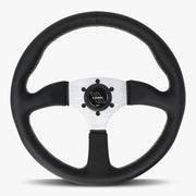 The Performa | Black Leather | Silver Spoke | White Stitch - Parts Agent