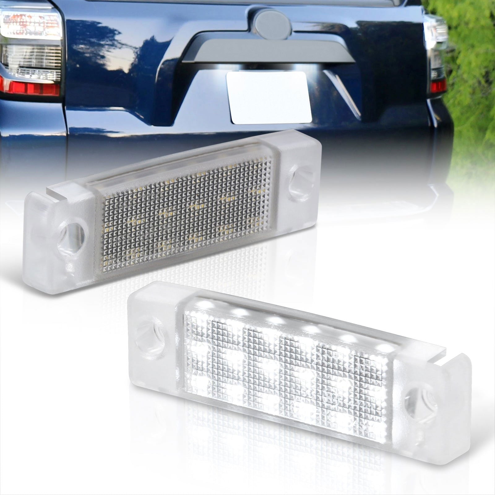 Toyota 4Runner 1996-2022 / Sequoia 2000-2022 White SMD LED License Plate Lights Clear Len - Parts Agent