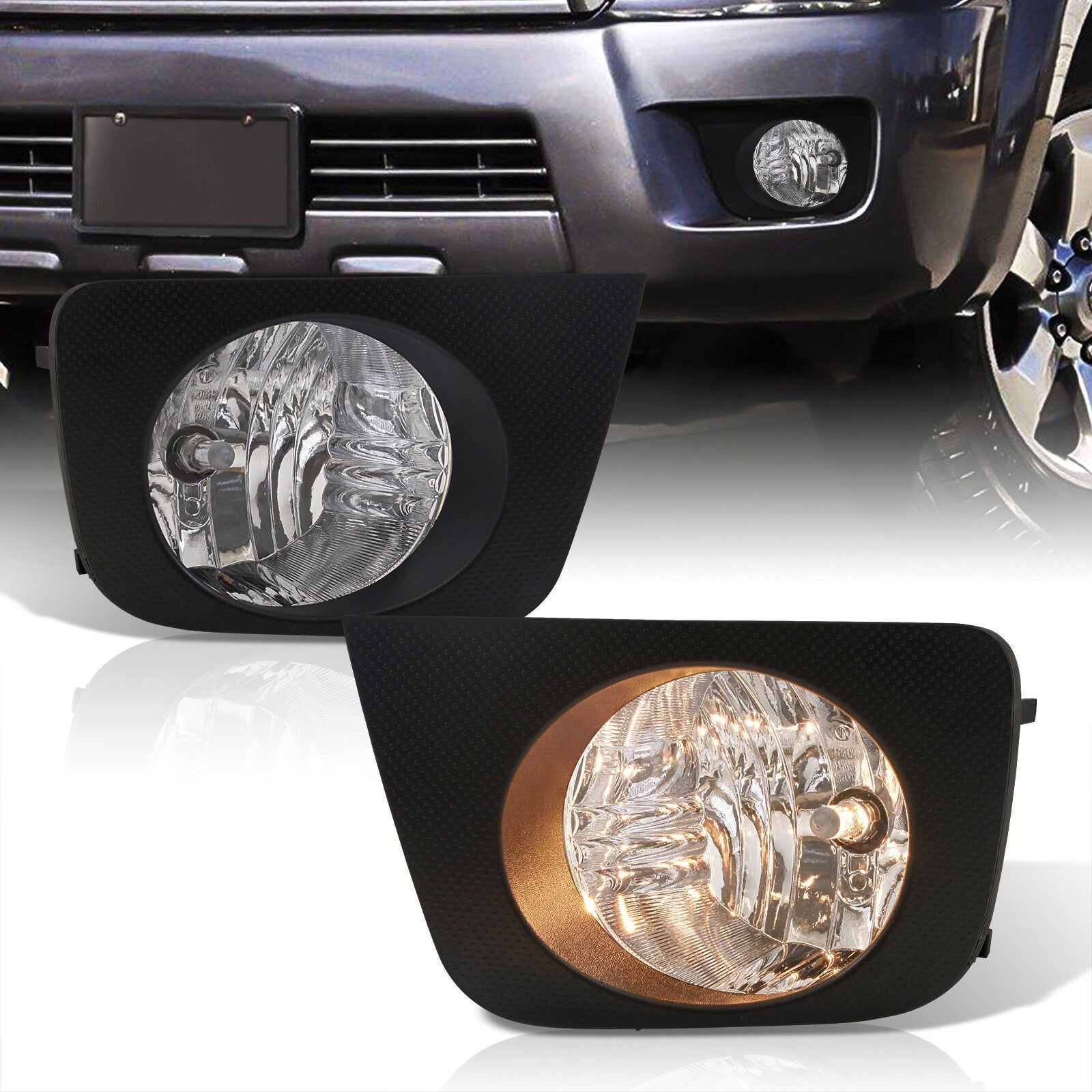 Toyota 4Runner 2006-2009 Front Fog Lights Clear Len (Includes Switch & Wiring Harness) - Parts Agent