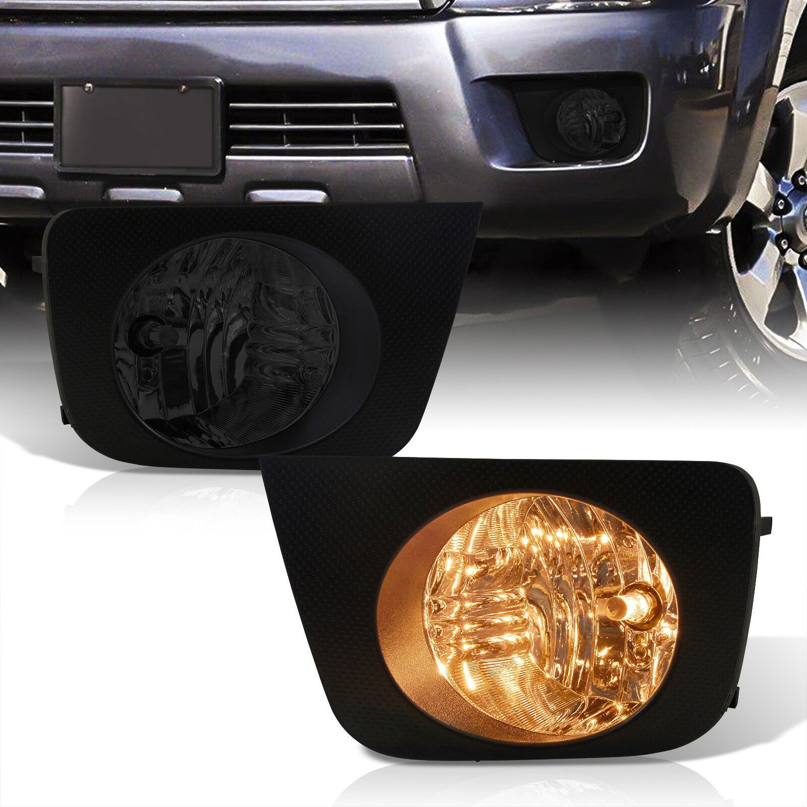 Toyota 4Runner 2006-2009 Front Fog Lights Smoked Len (Includes Switch & Wiring Harness) - Parts Agent