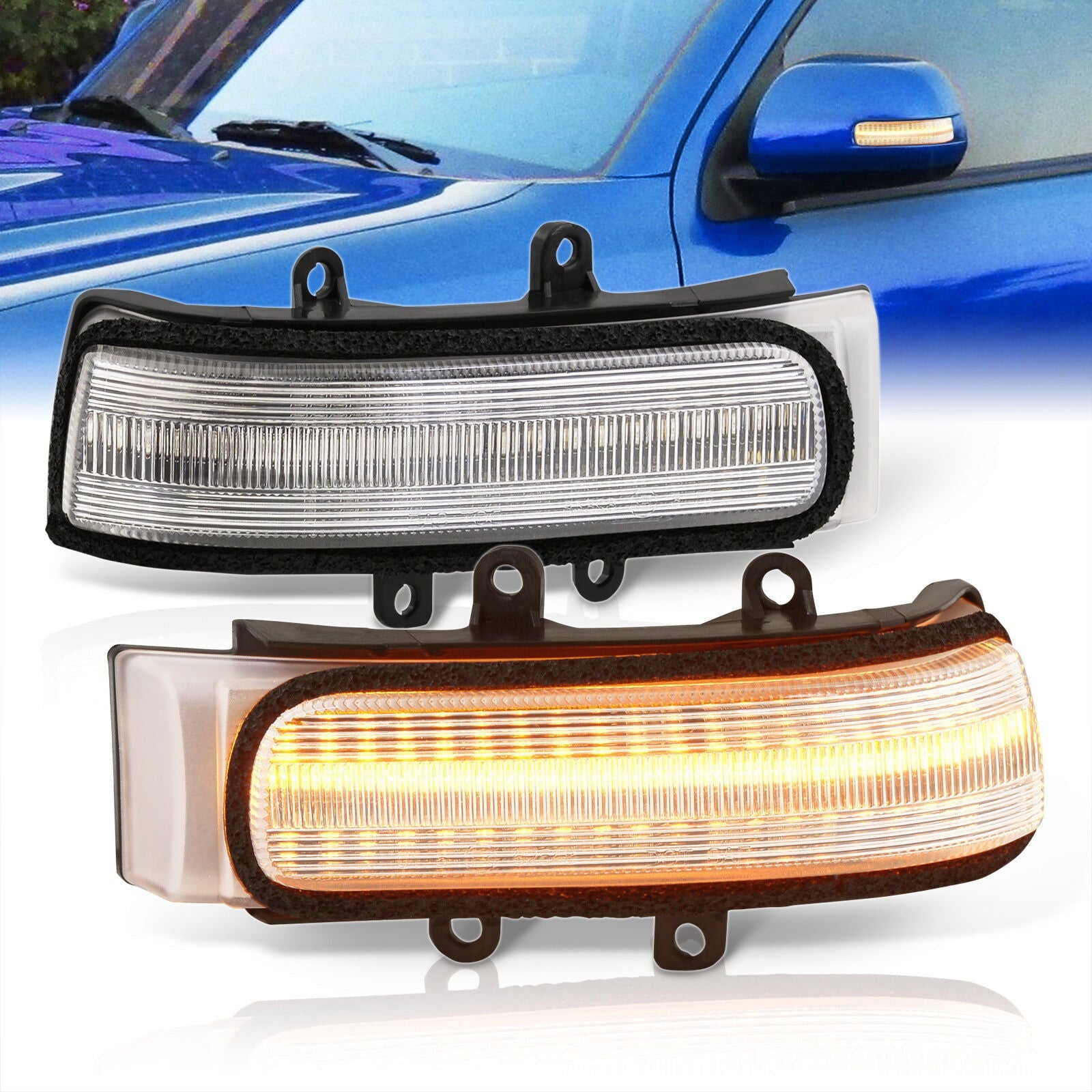 Toyota 4Runner 2010-2013 / Highlander 2008-2013 / RAV4 2009-2012 / Sienna 2014-2020 / Tacoma 2012-2015 Front Amber Sequential LED Side Mirror Signal Marker Lights Clear Len - Parts Agent