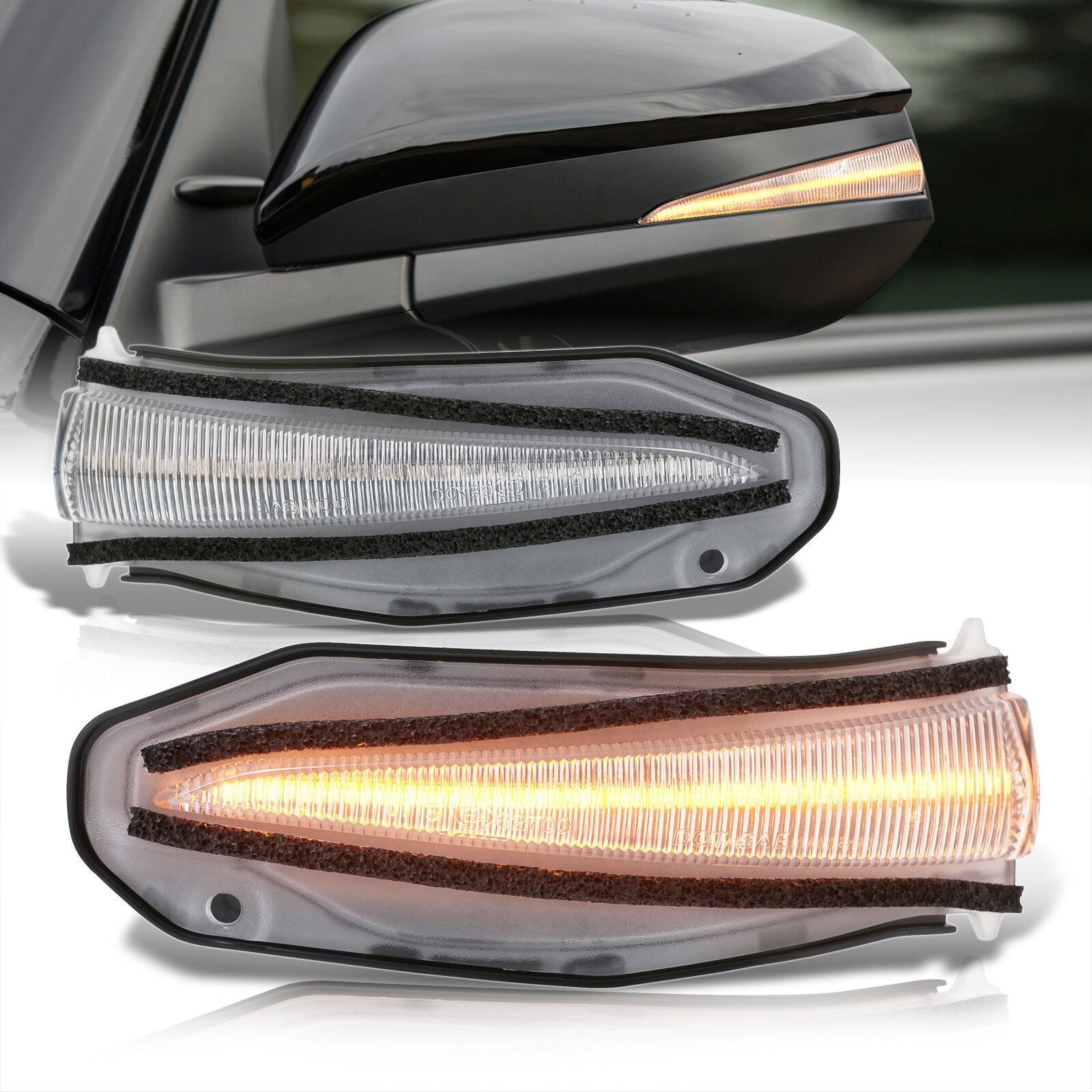 Toyota 4Runner 2014-2021 / RAV4 2013-2018 Front Amber Sequential LED Side Mirror Signal Marker Lights Clear Len - Parts Agent