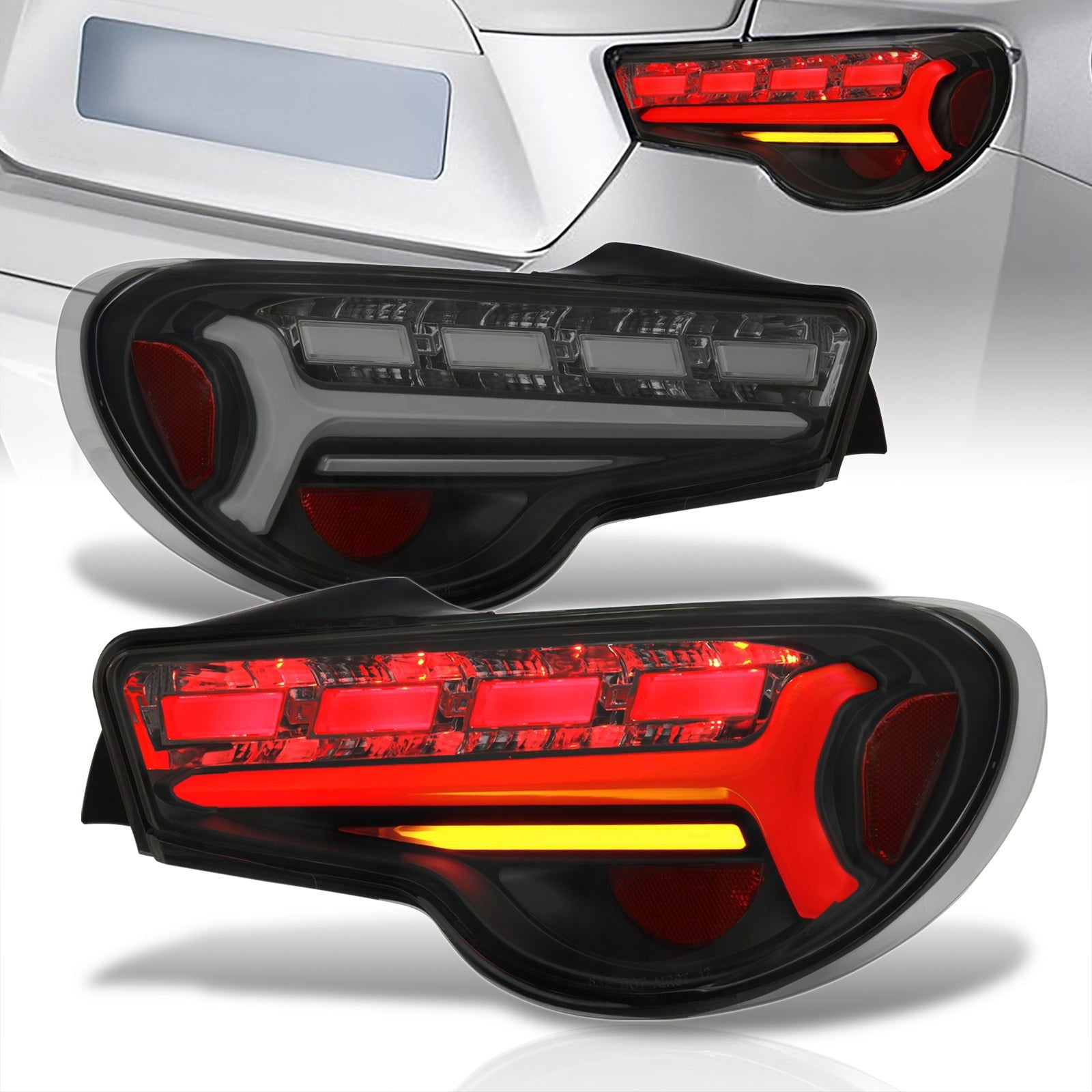 Toyota 86 FRS 2012-2020 / Subaru BRZ 2012-2020 Sequential LED Bar Tail Lights Black Housing Smoke Len White Tube (Version 2) - Parts Agent