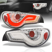 Toyota 86 FRS 2012-2020 / Subaru BRZ 2012-2020 Sequential LED Bar Tail Lights Chrome Housing Clear Len White Tube - Parts Agent