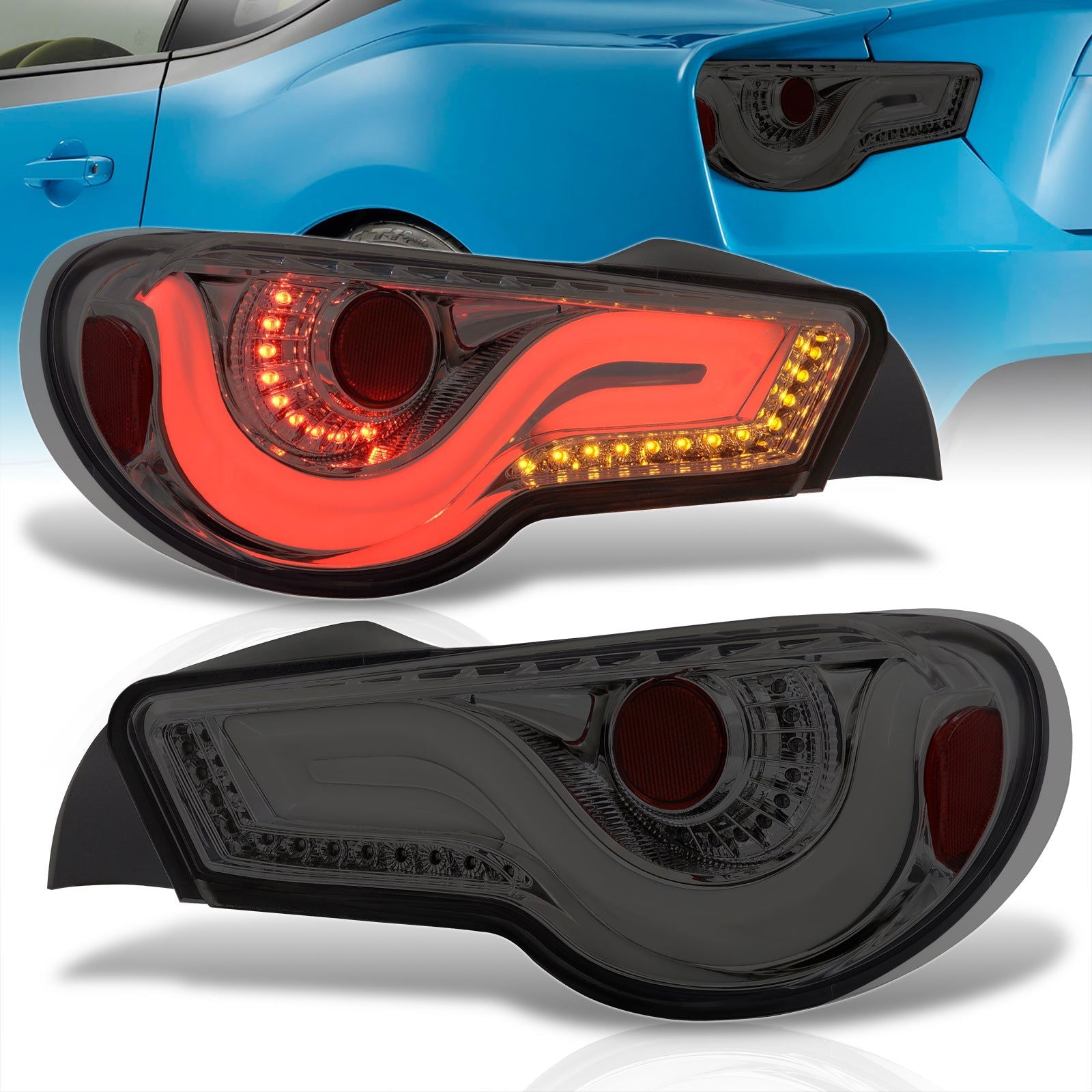 Toyota 86 FRS 2012-2020 / Subaru BRZ 2012-2020 Sequential LED Bar Tail Lights Chrome Housing Smoke Len White Tube - Parts Agent
