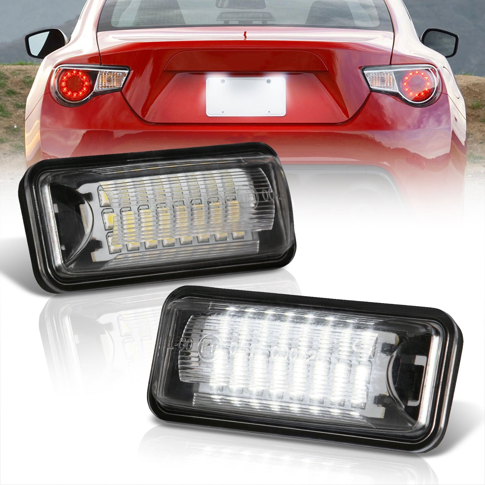Toyota 86 Scion FR-S 2013-2020 / Subaru BRZ 2013-2020 White SMD LED License Plate Lights Clear Len - Parts Agent