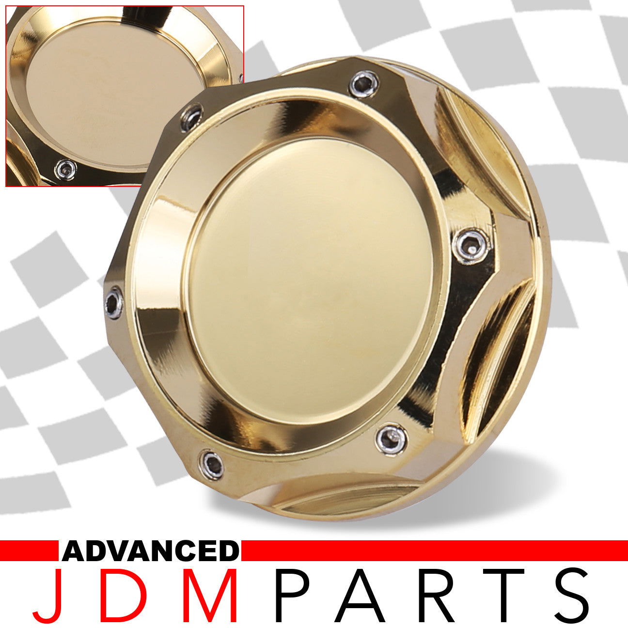 Toyota Aluminum Round Circle Hole Style Oil Cap 24K Gold - Parts Agent