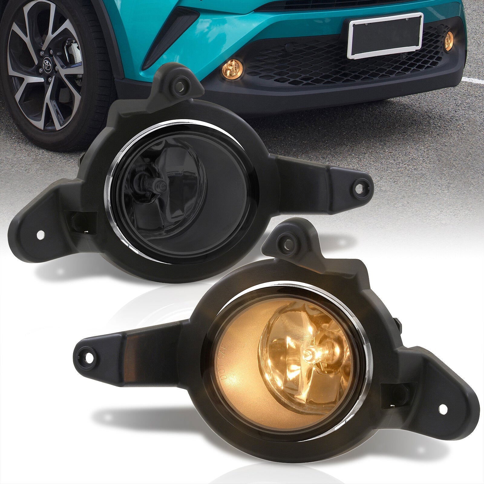 Toyota C-HR 2017-2019 Front Fog Lights Smoked Len (Includes Switch & Wiring Harness) - Parts Agent