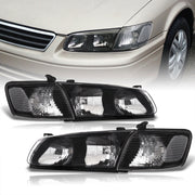 Toyota Camry 2000-2001 Factory Style Headlights + Corners Black Housing Clear Len Clear Reflector - Parts Agent