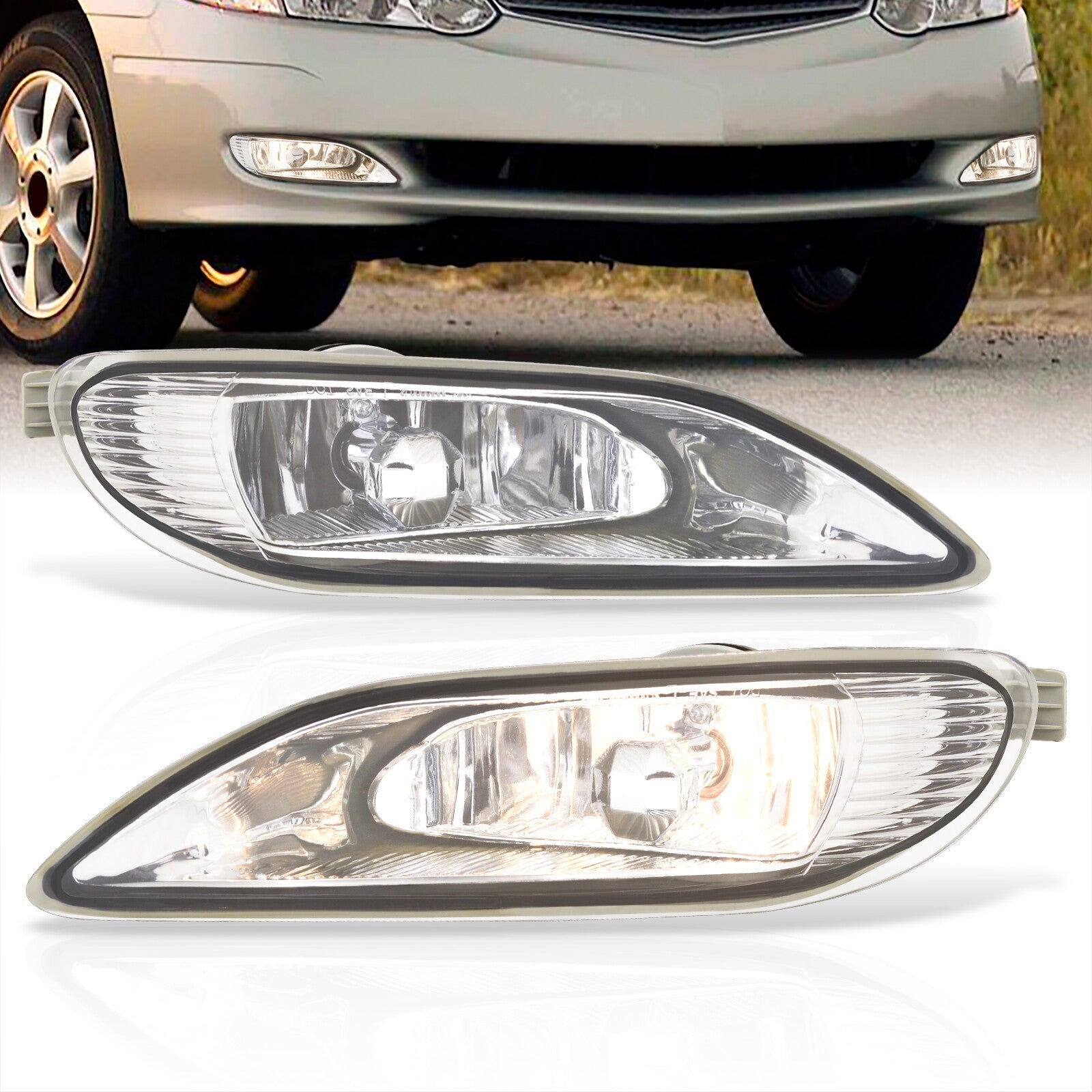 Toyota Camry 2002-2004 / Corolla 2005-2008 Front Fog Lights Clear Len (Includes Switch & Wiring Harness) - Parts Agent
