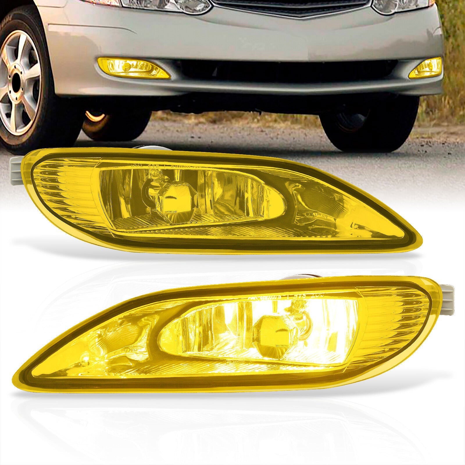 Toyota Camry 2002-2004 / Corolla 2005-2008 Front Fog Lights Yellow Len (Includes Switch & Wiring Harness) - Parts Agent