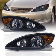 Toyota Camry 2002-2004 Factory Style Headlights Black Housing Clear Len Amber Reflector - Parts Agent