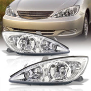 Toyota Camry 2002-2004 Factory Style Headlights Chrome Housing Clear Len Clear Reflector - Parts Agent