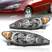 Toyota Camry 2005-2006 Factory Style Headlights Chrome Housing Clear Len Amber Reflector - Parts Agent