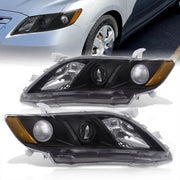 Toyota Camry 2007-2009 Factory Style Projector Headlights Black Housing Clear Len Amber Reflector - Parts Agent
