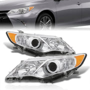 Toyota Camry 2012-2014 Factory Style Headlights Chrome Housing Clear Len Amber Reflector - Parts Agent