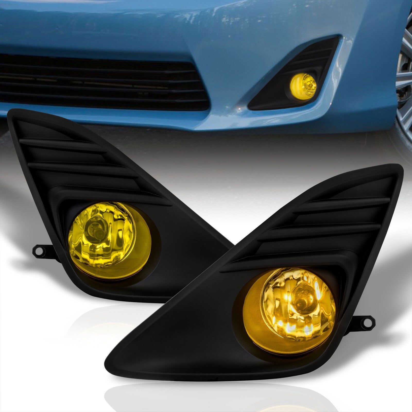 Toyota Camry 2012-2014 Front Fog Lights Yellow Len w/ Black Cover (Includes Switch & Wiring Harness) - Parts Agent