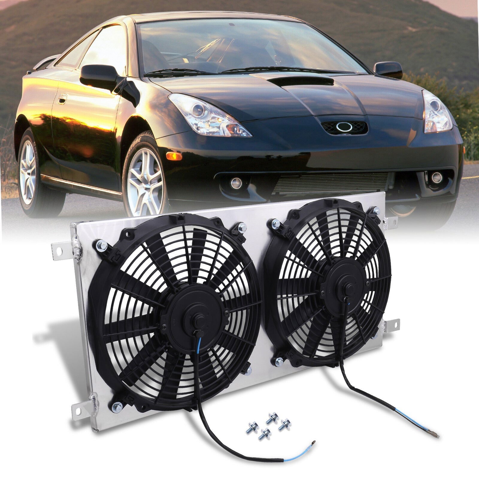 Toyota Celica GT/GTS 2000-2005 M/T Aluminum Radiator Dual Fan Shroud - Parts Agent