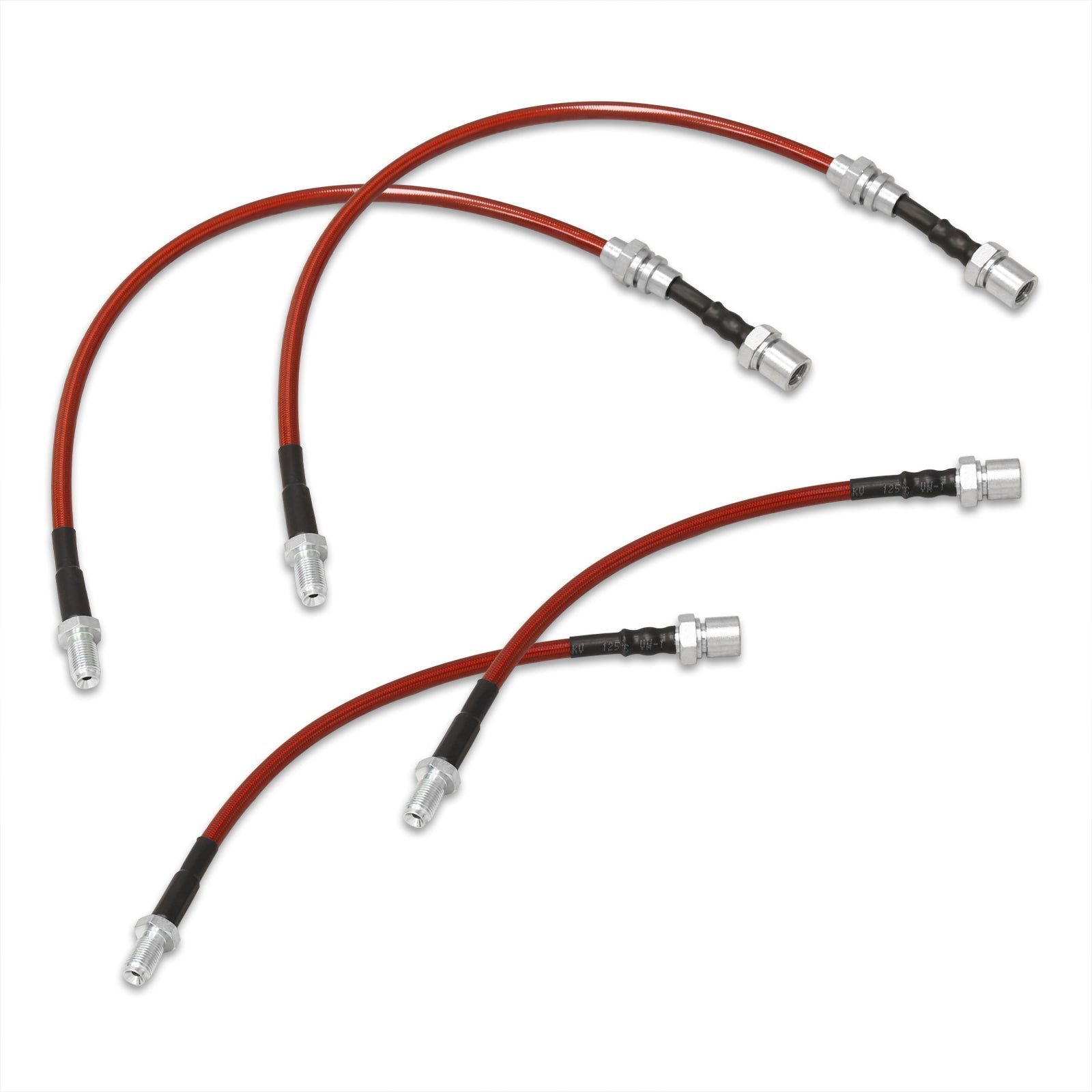 Toyota Corolla 1984-1987 Stainless Steel Braided Oil Brake Lines Red (Models with Rear Drum Brakes Only) - Parts Agent