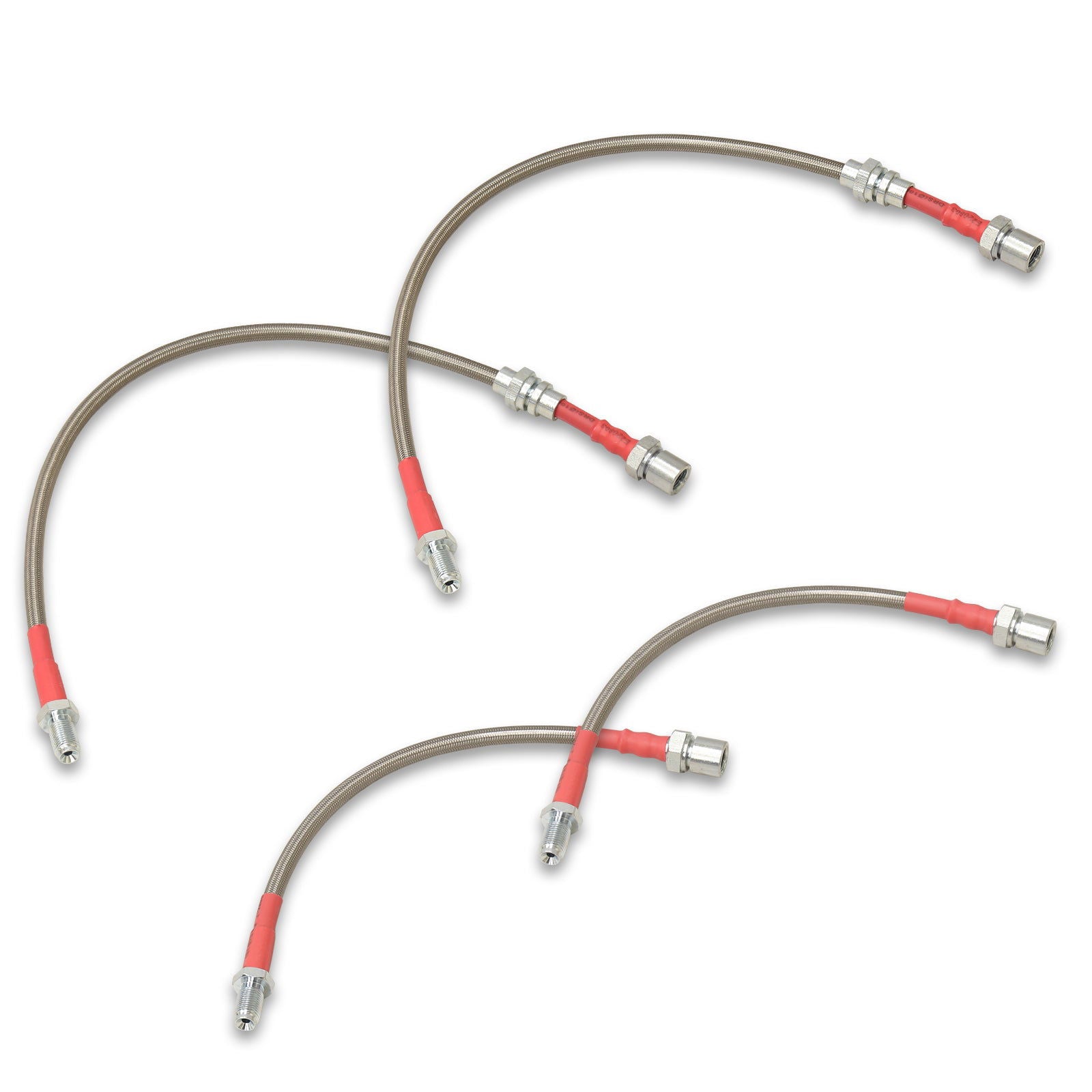Toyota Corolla 1984-1987 Stainless Steel Braided Oil Brake Lines Silver (Models with Rear Drum Brakes Only) - Parts Agent