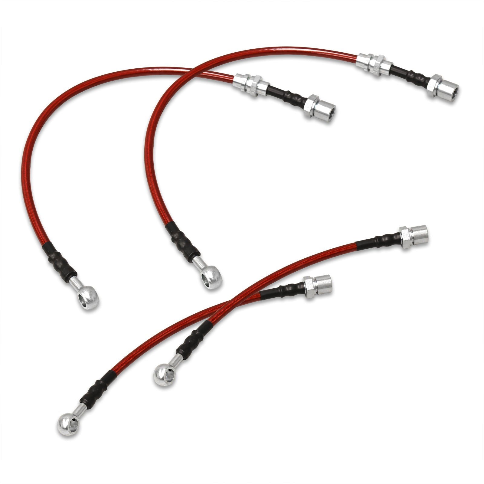 Toyota Corolla 1988-1992 Stainless Steel Braided Oil Brake Lines Red (Models with Rear Disc Only) - Parts Agent