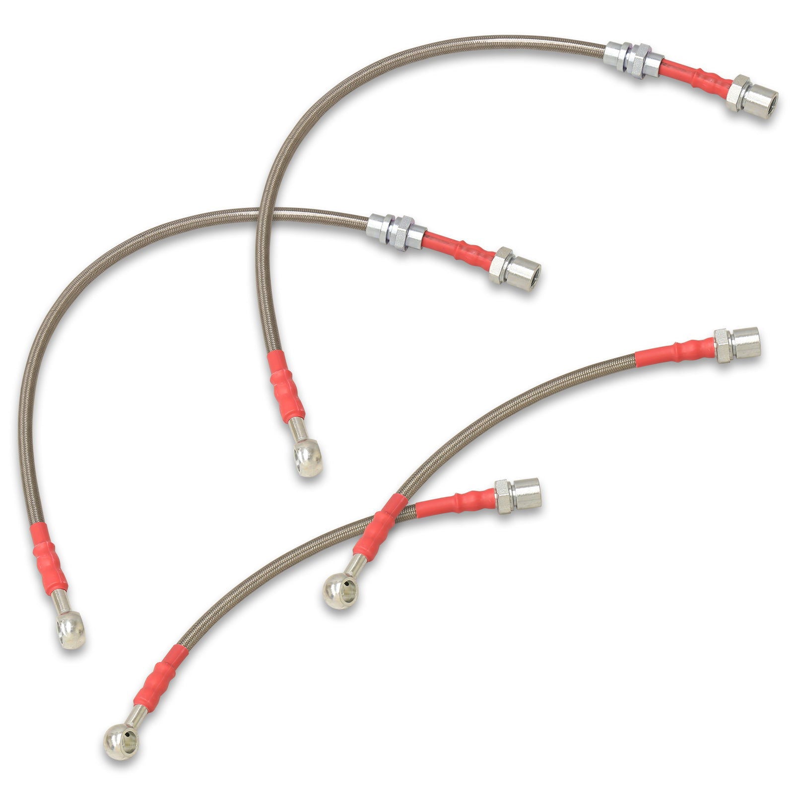 Toyota Corolla 1988-1992 Stainless Steel Braided Oil Brake Lines Silver (Models with Rear Disc Only) - Parts Agent