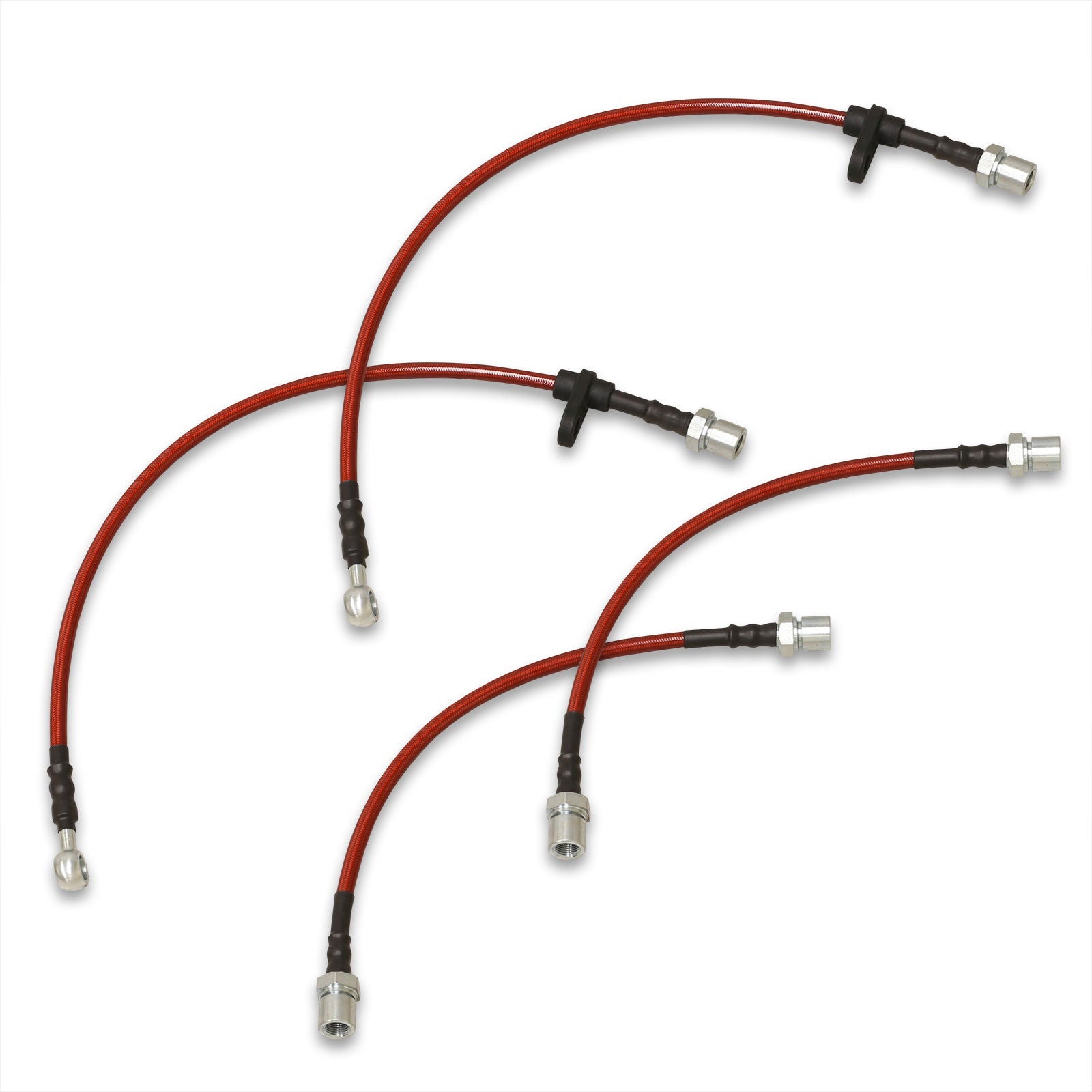 Toyota Corolla 1993-2002 Stainless Steel Braided Oil Brake Lines Red (Models with Rear Drum Brakes Only) - Parts Agent