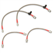 Toyota Corolla 1993-2002 Stainless Steel Braided Oil Brake Lines Silver (Models with Rear Drum Brakes Only) - Parts Agent