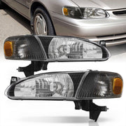 Toyota Corolla 1998-2000 Factory Style Headlights + Corners Black Housing Clear Len Amber Reflector - Parts Agent
