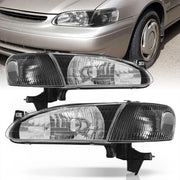 Toyota Corolla 1998-2000 Factory Style Headlights + Corners Black Housing Clear Len Clear Reflector - Parts Agent
