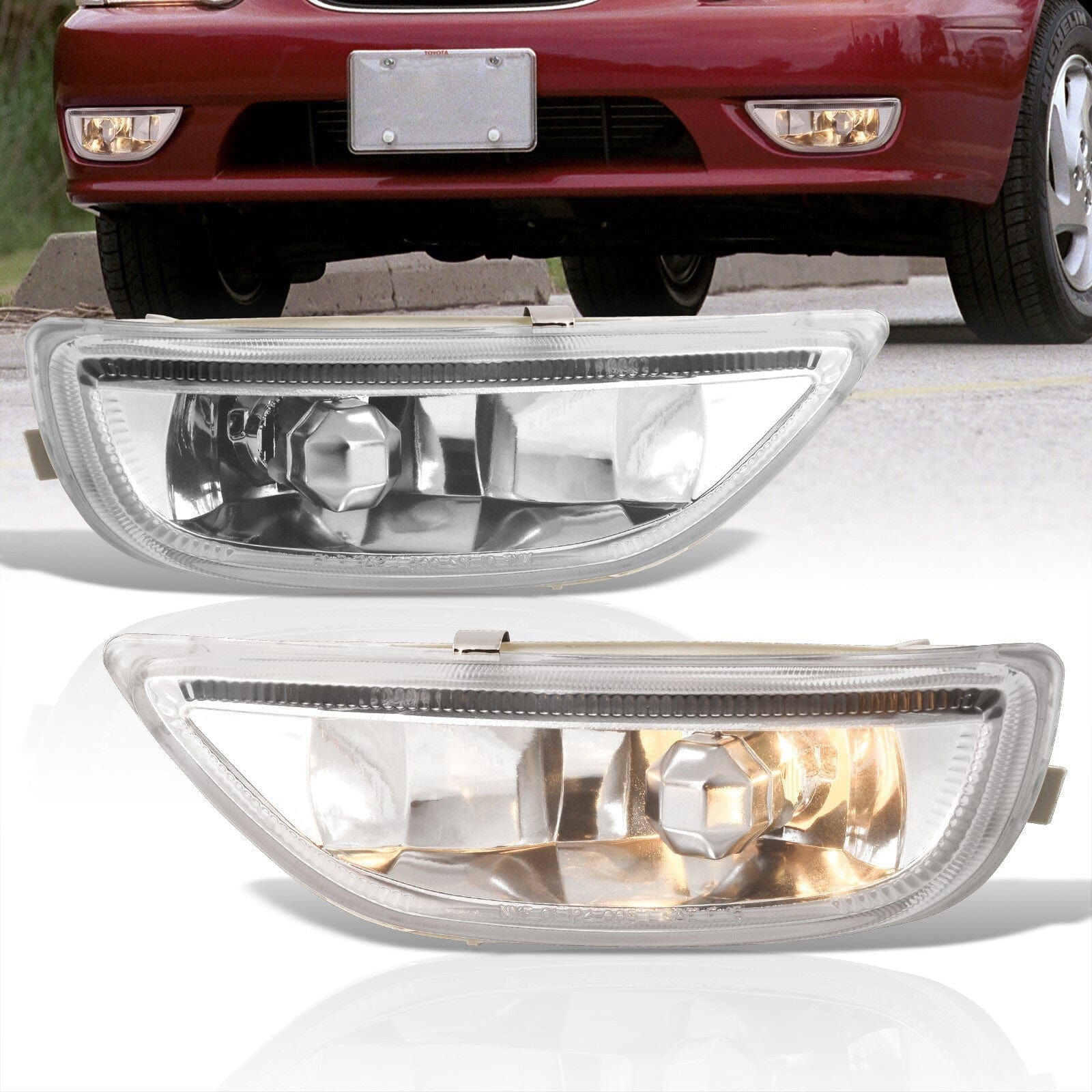 Toyota Corolla 2001-2002 Front Fog Lights Clear Len (No Switch & Wiring Harness) - Parts Agent