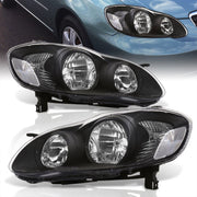 Toyota Corolla 2003-2008 Factory Style Headlights Black Housing Clear Len Amber Reflector - Parts Agent