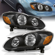 Toyota Corolla 2003-2008 Factory Style Headlights Black Housing Clear Len Clear Reflector - Parts Agent