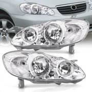 Toyota Corolla 2003-2008 Factory Style Headlights Chrome Housing Clear Len Clear Reflector - Parts Agent