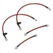 Toyota Corolla 2003-2008 Stainless Steel Braided Oil Brake Lines Red (Models with Rear Drum Brakes Only) - Parts Agent