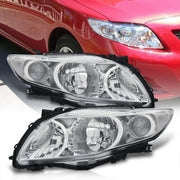 Toyota Corolla 2009-2010 Factory Style Headlights Chrome Housing Clear Len Clear Reflector - Parts Agent
