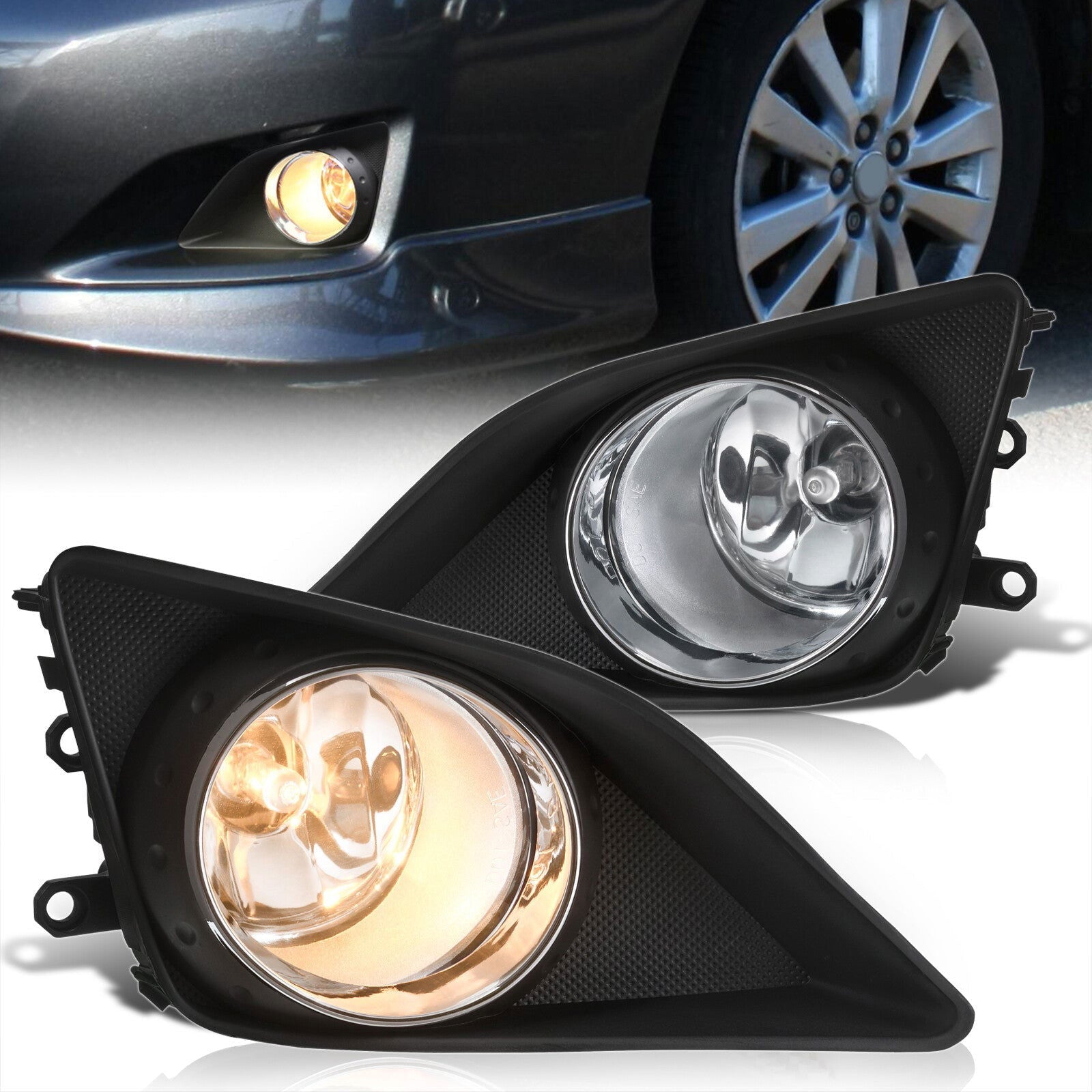 Toyota Corolla 2009-2010 Front Fog Lights Clear Len (Includes Switch & Wiring Harness) - Parts Agent