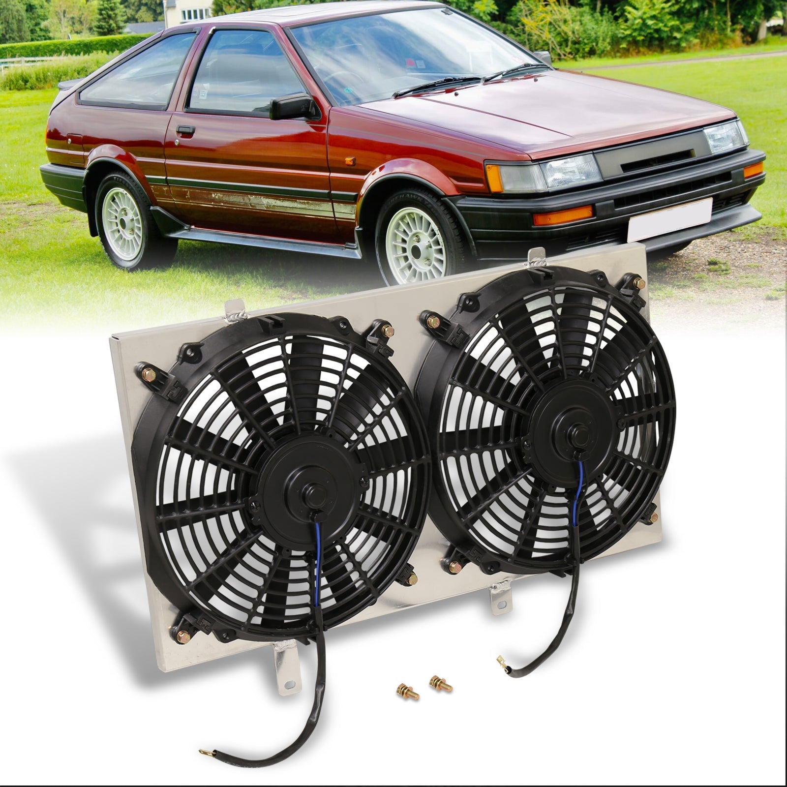 Toyota Corolla AE86 1984-1987 Aluminum Radiator Dual Fan Shroud - Parts Agent
